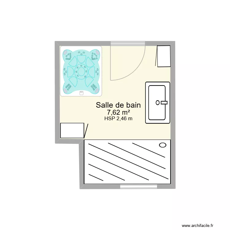 nouvelle salle de bain. Plan de 1 Pièce et 8 m²