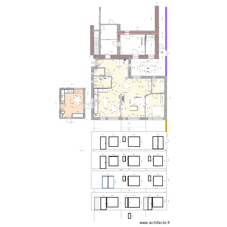 BSC plain pied v1. Plan de 2 pièces et 115 m2