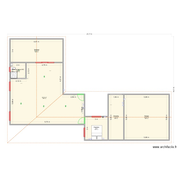 plan maison silou. Plan de 6 pièces et 143 m2