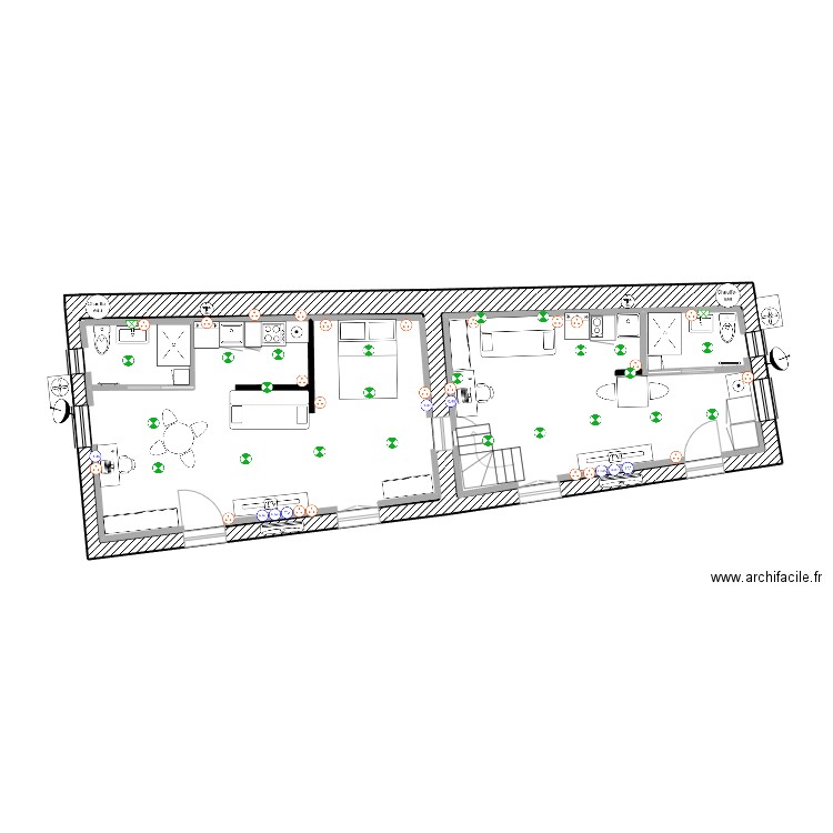 SPOT  DES T2 avec mezzanine en vue RDC. Plan de 2 pièces et 69 m2