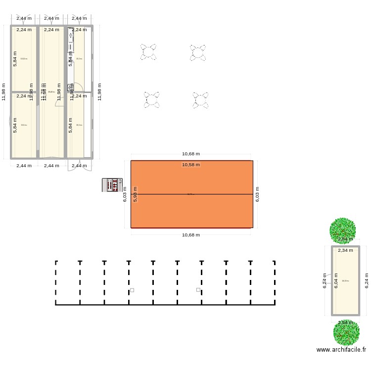 club house motocross 3. Plan de 7 pièces et 156 m2