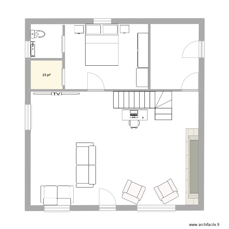 vallee. Plan de 2 pièces et 83 m2