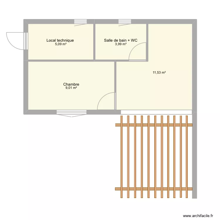 Pool house. Plan de 4  et 30 m²