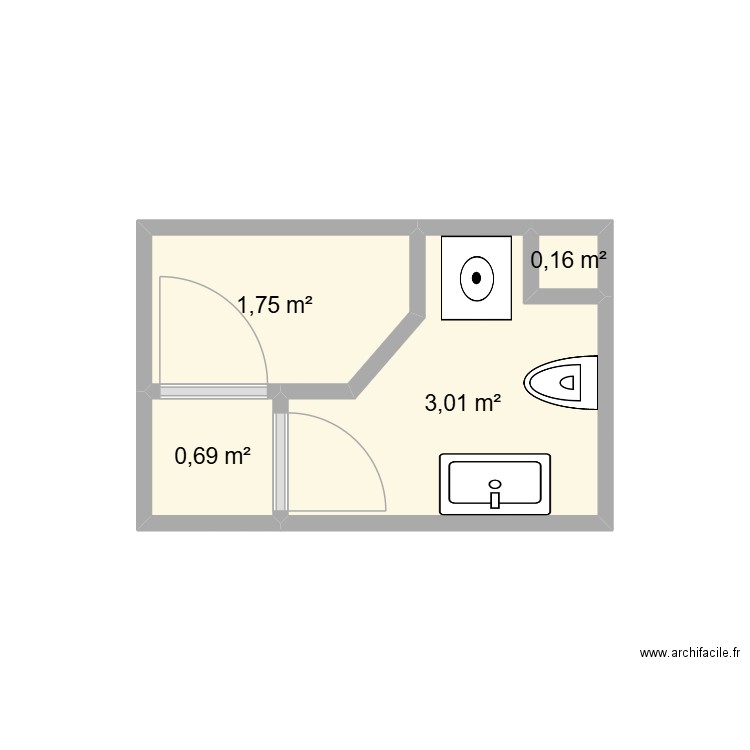 SDB 2eme. Plan de 4 pièces et 6 m2