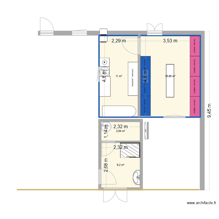 mag presse. Plan de 4 pièces et 37 m2
