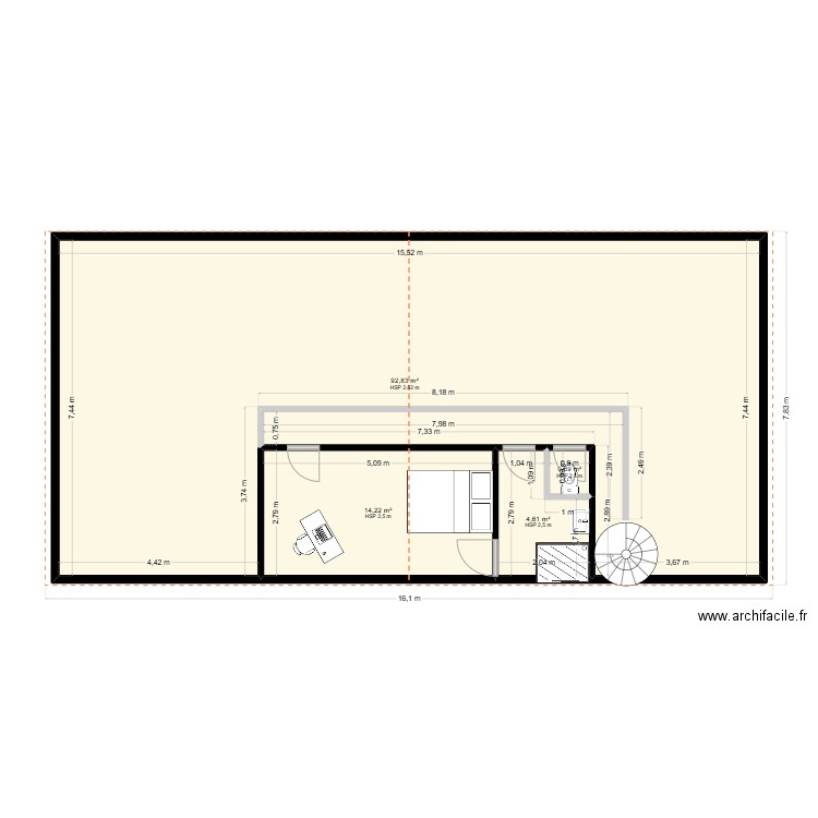 Audrey Etage. Plan de 4 pièces et 113 m2