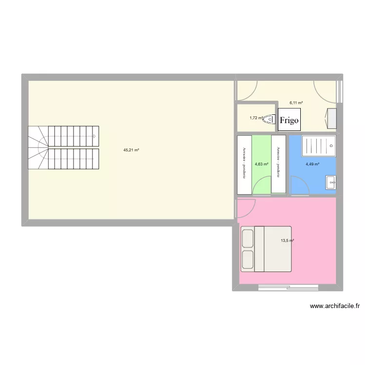 etage. Plan de 6  et 76 m²