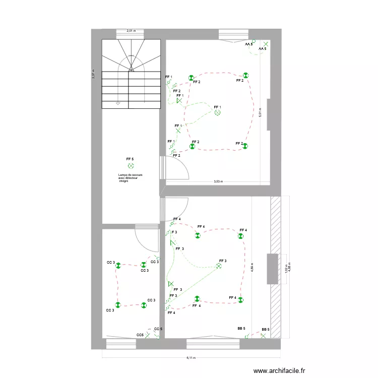 1 er &eacute;tage &eacute;clairage. Plan de 