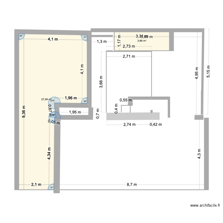 ETAGE V2. Plan de 2 pièces et 32 m2