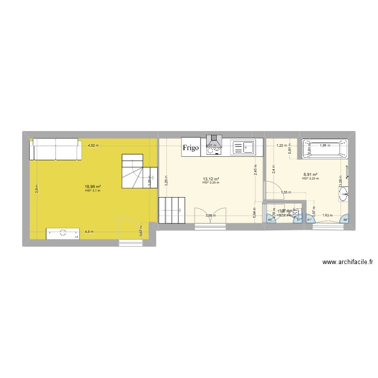 MM 2. Plan de 4 pièces et 42 m2