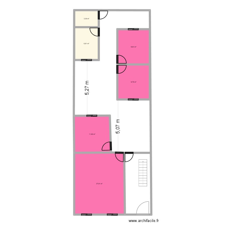 7,5x20. Plan de 14 pièces et 155 m2