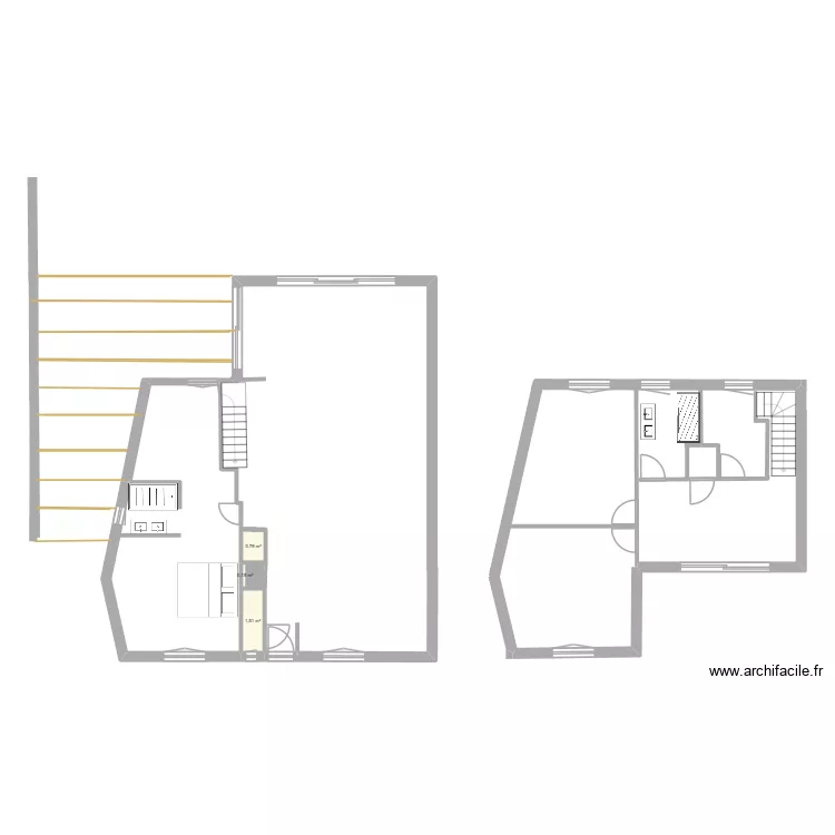 V1 PLAN JO. Plan de 3  et 2 m²
