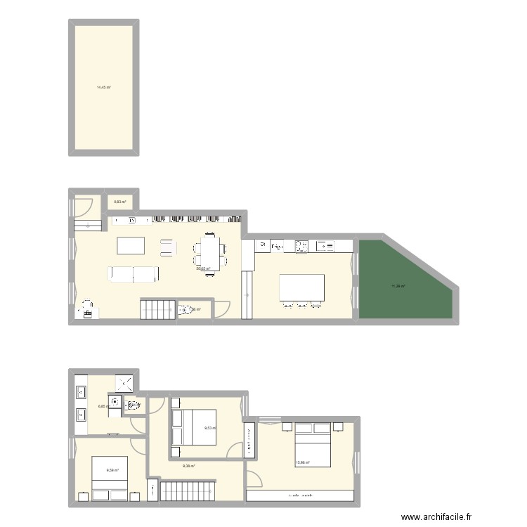THIERS. Plan de 11 pièces et 131 m2