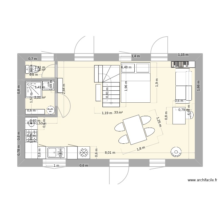projet 5. Plan de 3 pièces et 36 m2