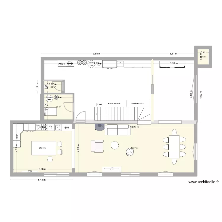 ventabren RDC. Plan de 5  et 73 m²