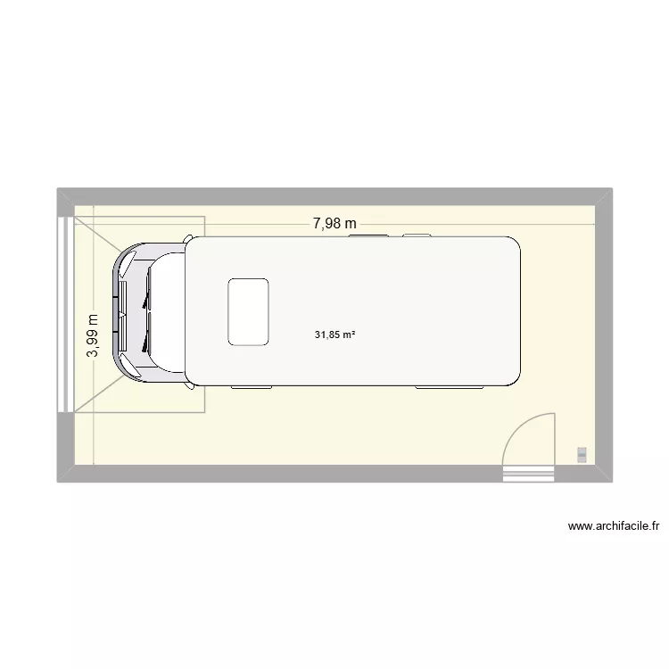 garage. Plan de 1  et 32 m²