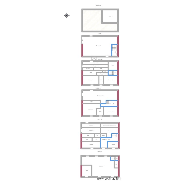 SORGREIVAX XAVIER. Plan de 38 pièces et 160 m2