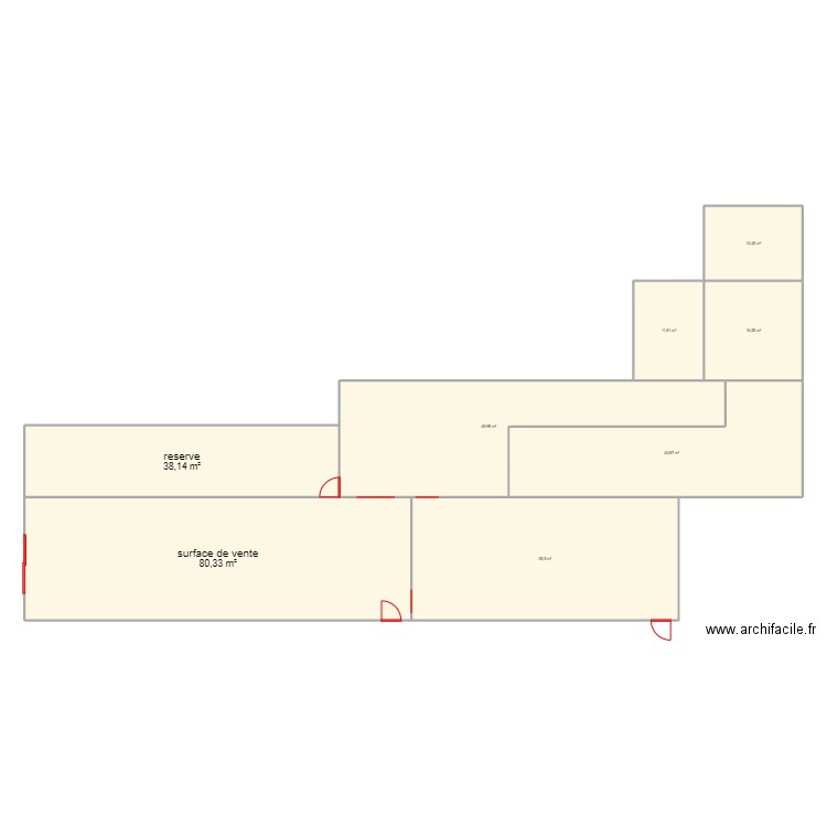 magasin. Plan de 8 pièces et 306 m2