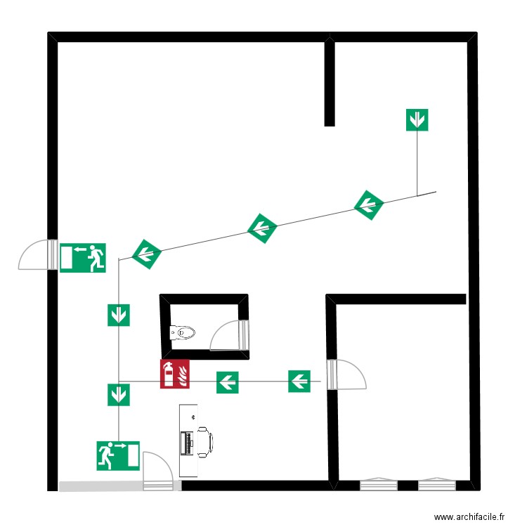 Recyclerie. Plan de 1 pièce et 2 m2