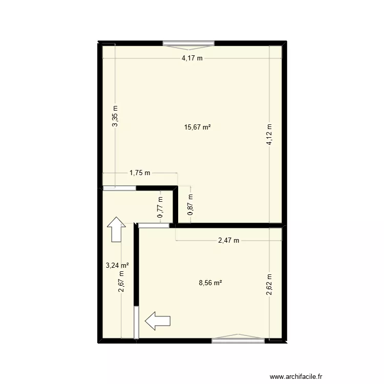 El HADI R+1 PRO. Plan de 3  et 27 m²