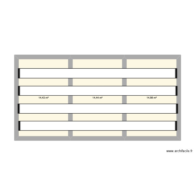 plan reserve. Plan de 3 pièces et 43 m2
