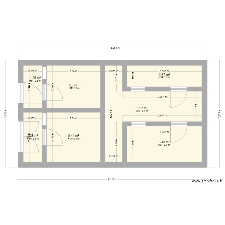 walidrahal. Plan de 7 pièces et 36 m2
