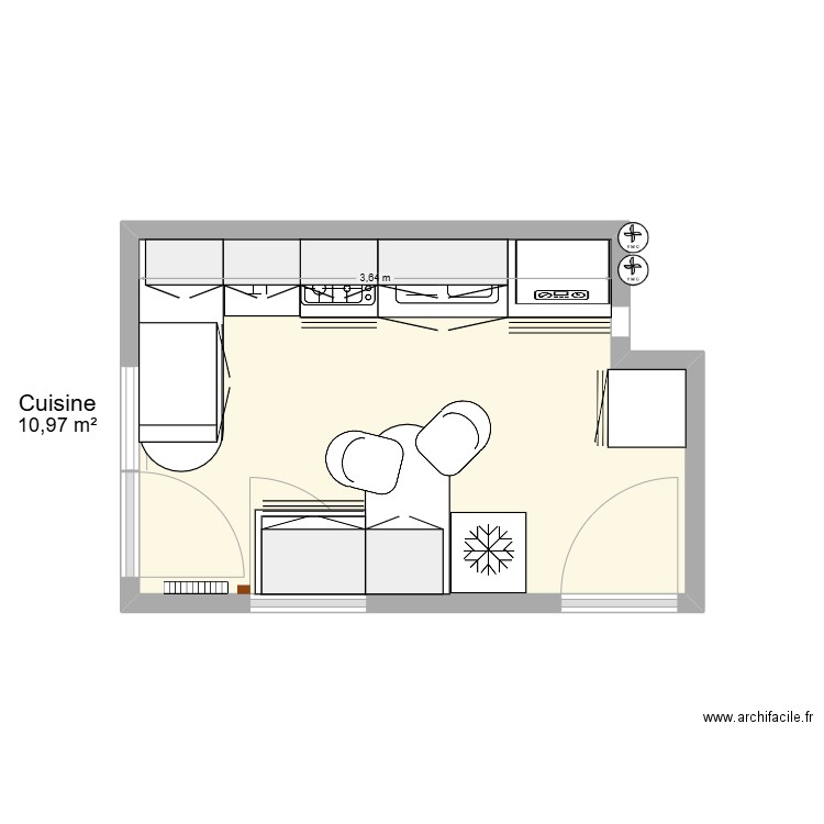 CUISINE. Plan de 1 pièce et 11 m2