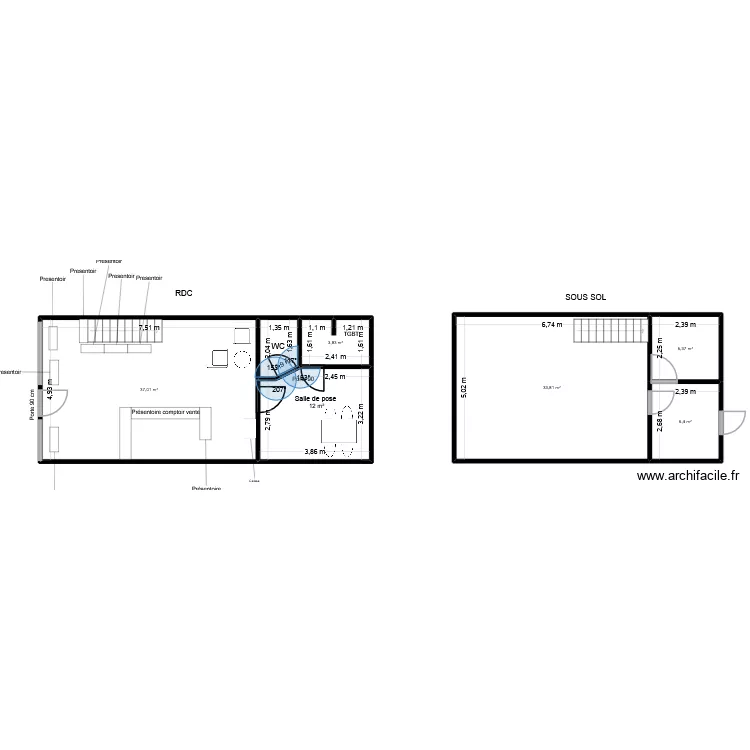 Plan d\'implantation EFOR JEWELRY 1.1. Plan de 7  et 101 m²
