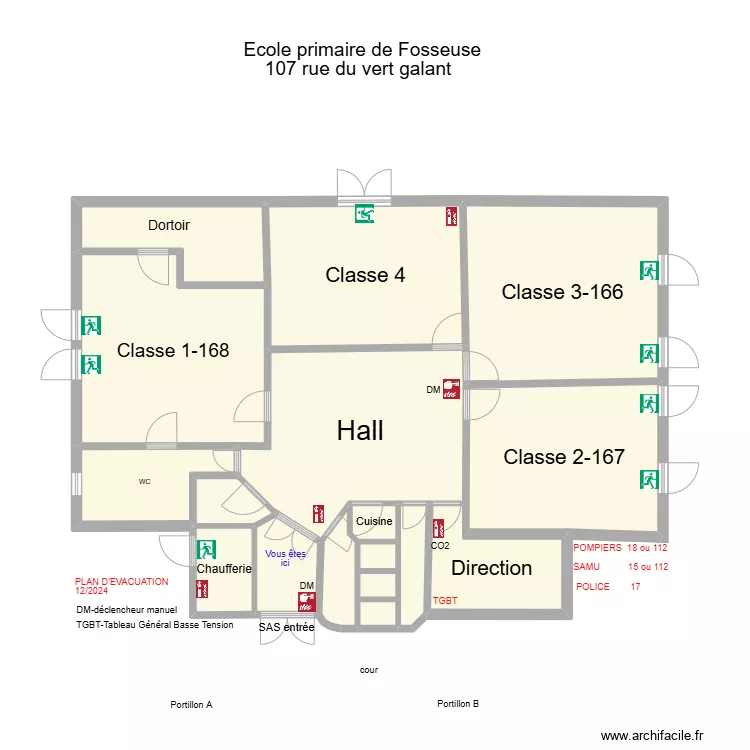 Fosseuse &eacute;cole. Plan de 