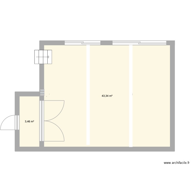 plan avant travaux. Plan de 2 pièces et 47 m2