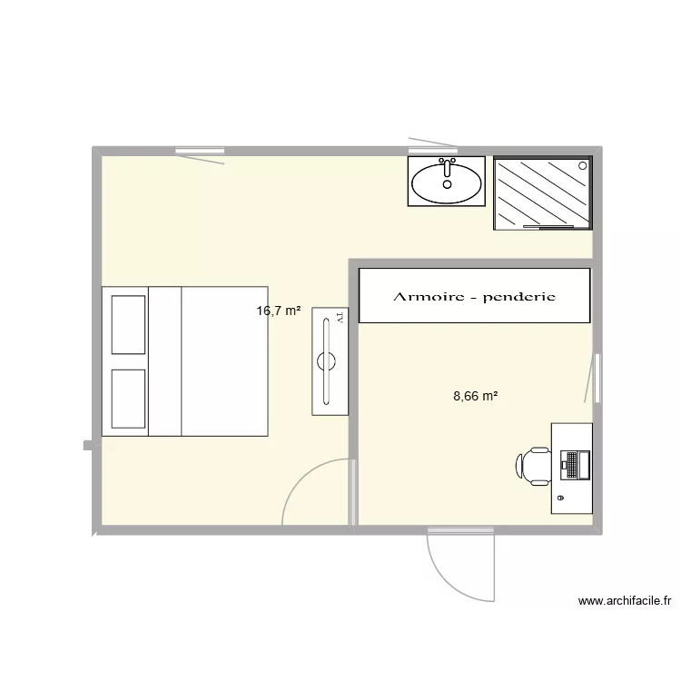 agrandissement chambres. Plan de 2  et 25 m²