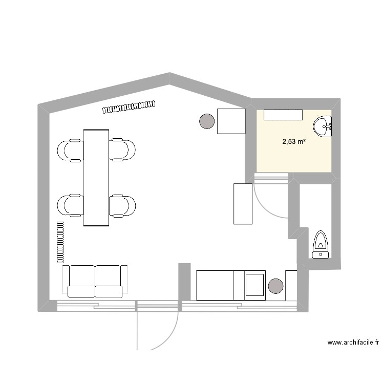 institut montigny le bretonneux. Plan de 1 pièce et 3 m2
