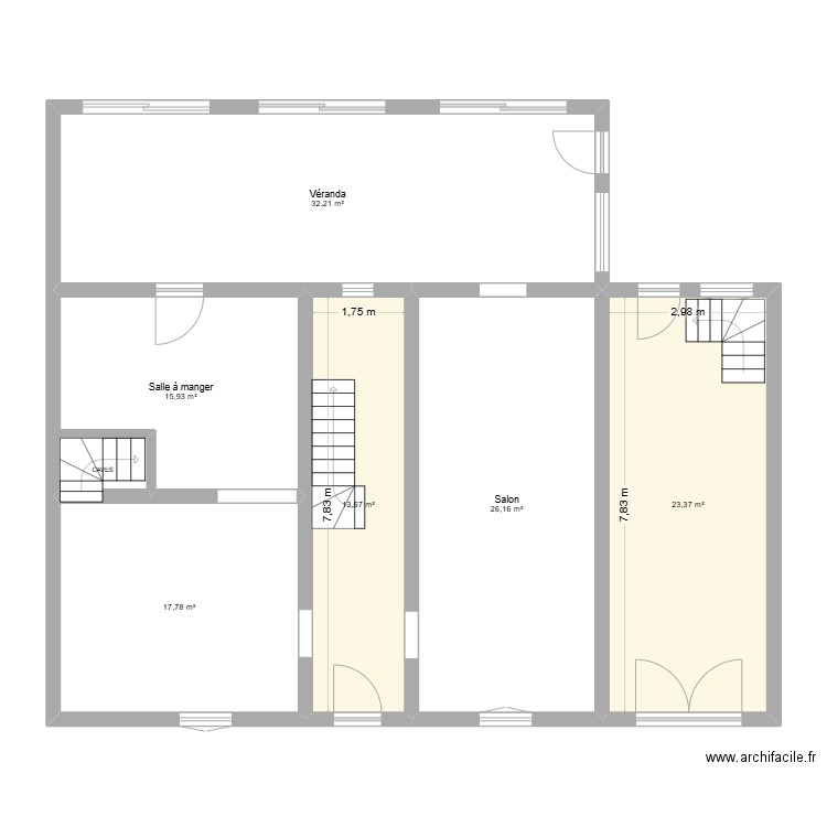 maison. Plan de 6 pièces et 129 m2