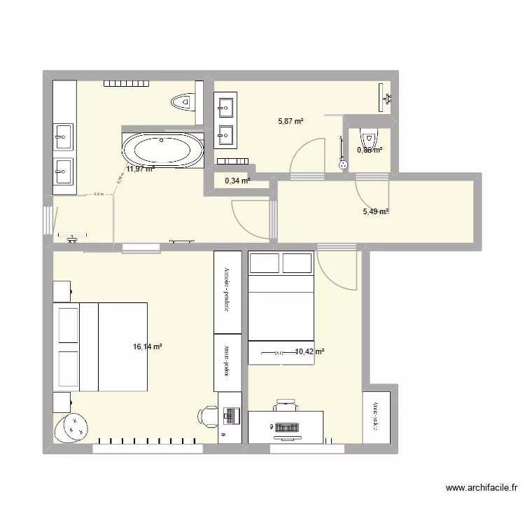 1er &eacute;tage Parklaan 50 v10. Plan de 7  et 51 m²