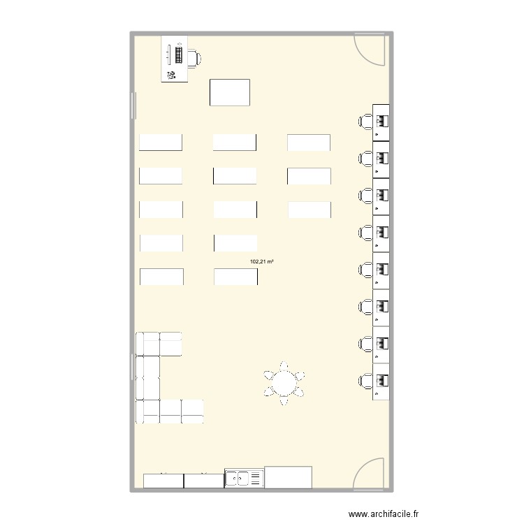 Salle A020. Plan de 1 pièce et 102 m2