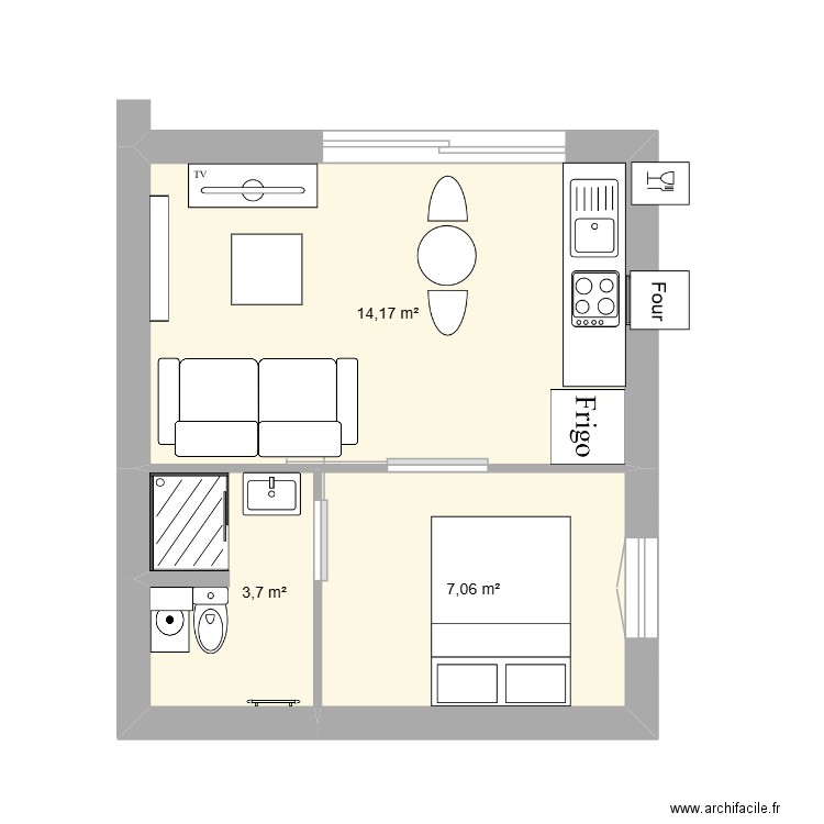 albi 3. Plan de 3 pièces et 25 m2