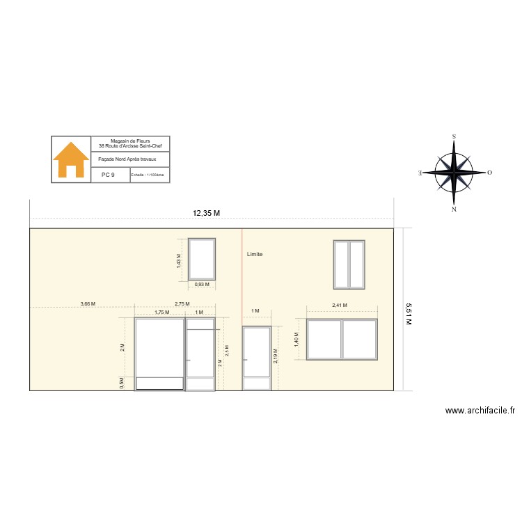 PC 9 Façade beige après travaux. Plan de 0 pièce et 0 m2