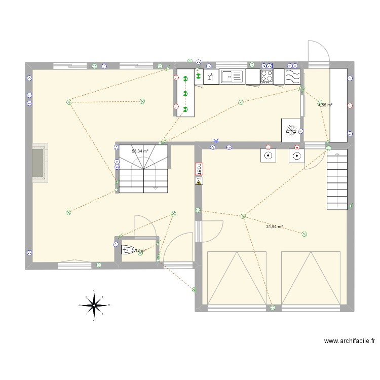Maison Cormeilles-RDC-Sans Extérieur-SansTerrasse. Plan de 4 pièces et 91 m2