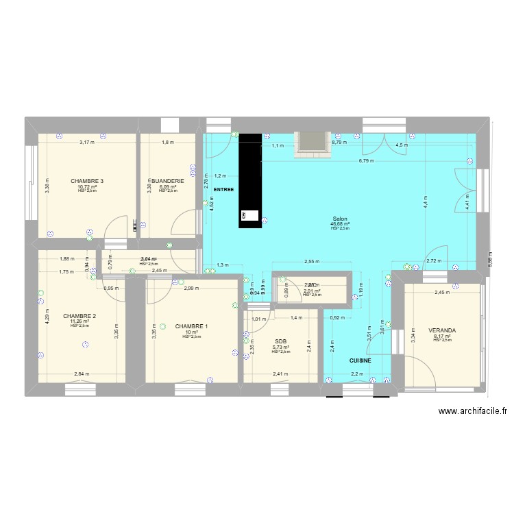MAISON 3 CHAMBRES. Plan de 9 pièces et 103 m2