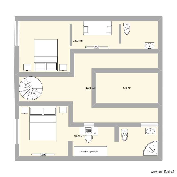 Essaouira - v2. Plan de 4 pièces et 60 m2