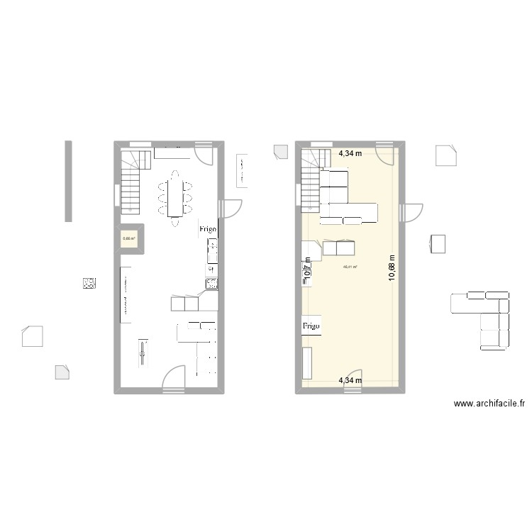 COURTIL 2. Plan de 2 pièces et 47 m2