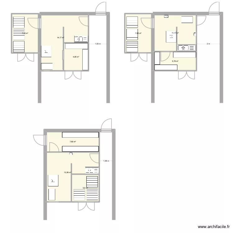 Poirier. Plan de 9  et 78 m²