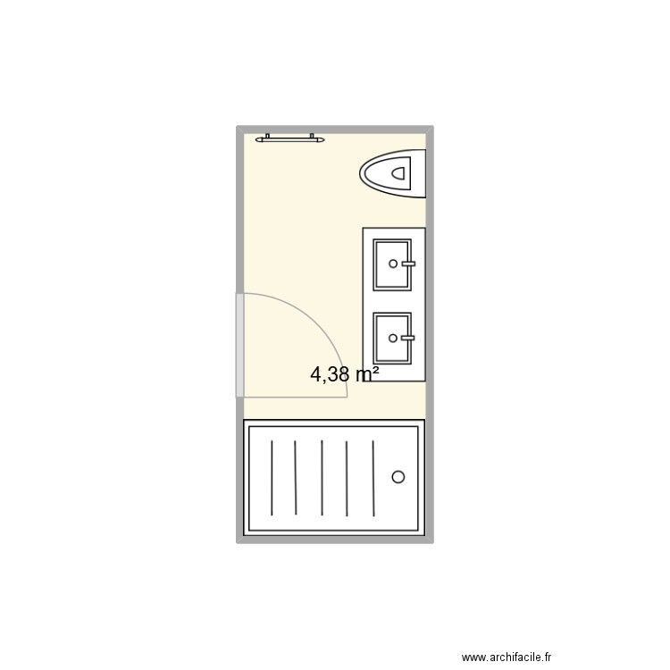 SDB CHAMBRE 1. Plan de 1 pièce et 4 m2