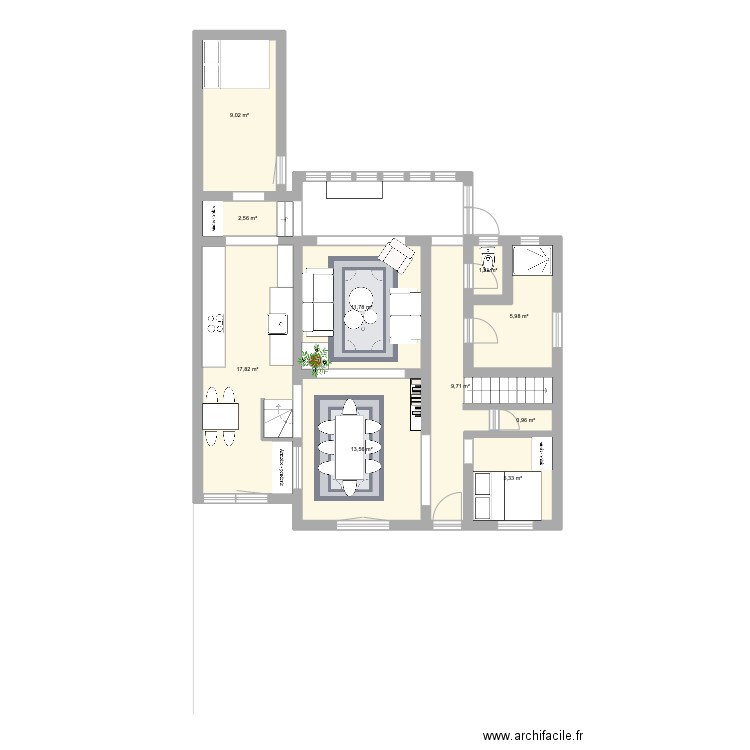 21 KLEBER N°2. Plan de 18 pièces et 134 m2