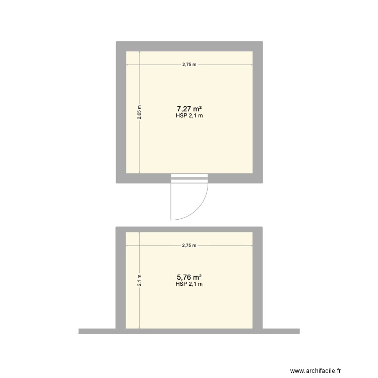 Cabanon. Plan de 2 pièces et 13 m2