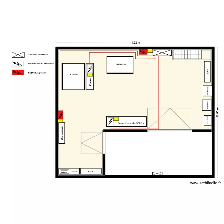 BOURGEOIS atelier zinguerie &eacute;tage / R&eacute;seau machine. Plan de 3 Pièces et 290 m²