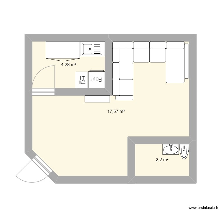 cc voila. Plan de 3 pièces et 24 m2