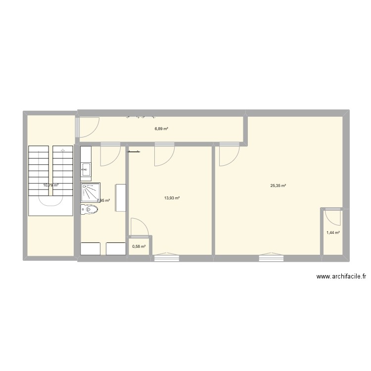 2 étages Vide. Plan de 7 pièces et 67 m2