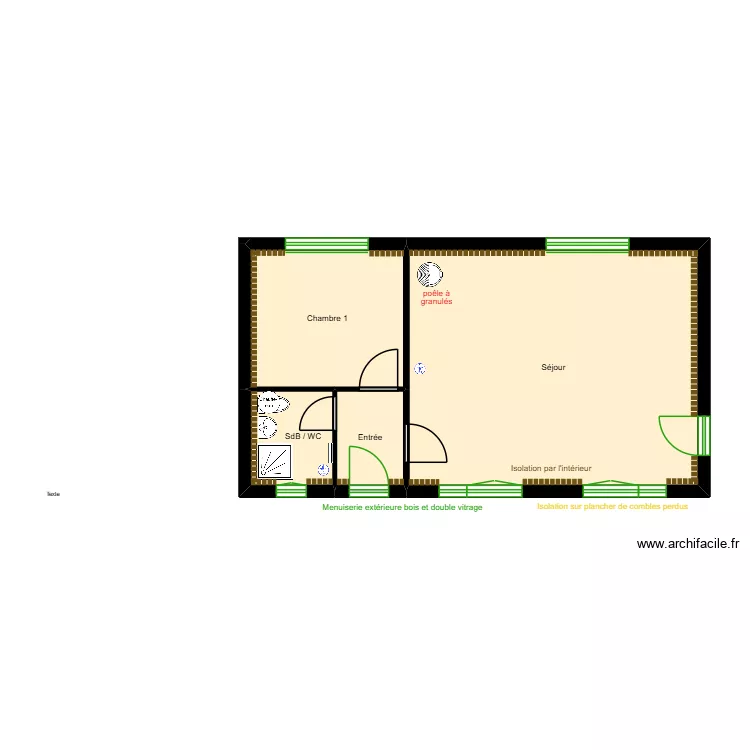 Projet Delorme &agrave; Nou&acirc;tre. Plan de 4 pièces et 49 m²