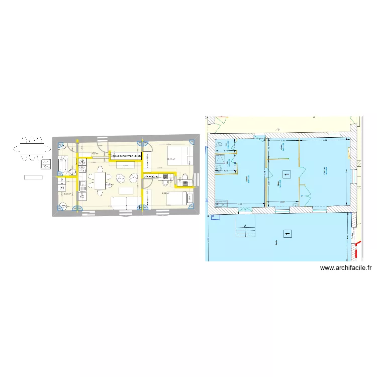Chessy 3. Plan de 5 pièces et 49 m²